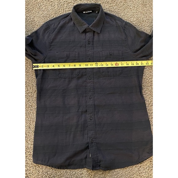 Travis Mathew Mens Long Sleeve Button Up Shirt Size Medium Blue Striped - Picture 6 of 7